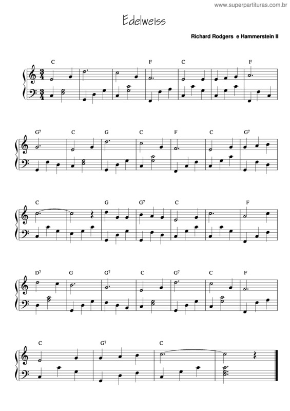 Partitura da música Edelweis