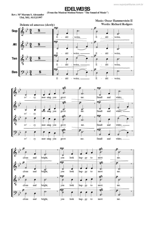 Partitura da música Edelweiss v.3