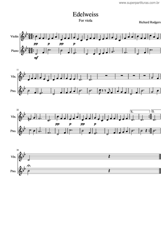 Partitura da música Edelweiss v.5