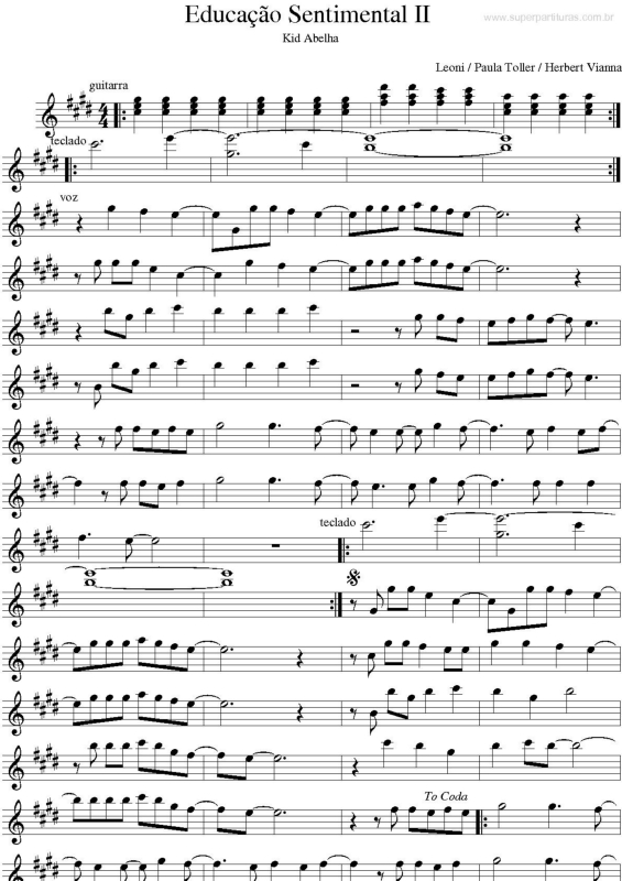 Partitura da música Educação Sentimental II