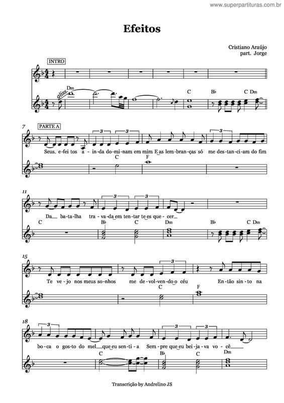 Partitura da música Efeitos