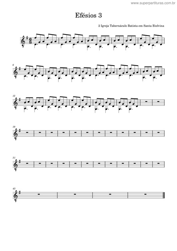 Partitura da música Efésios 3