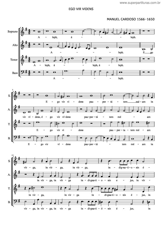 Partitura da música Ego Vir Videns Cardoso