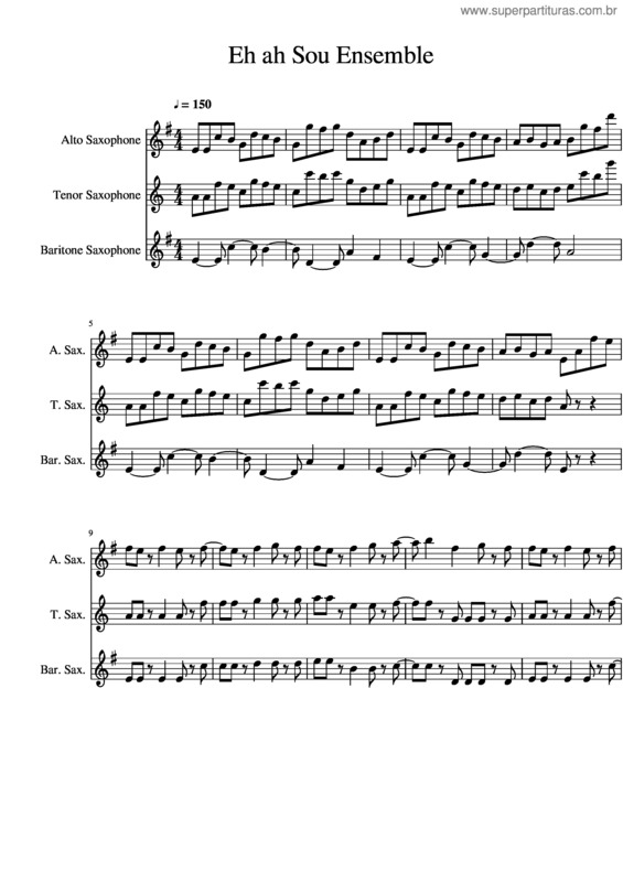 Partitura da música Eh Ah Sou Sax Trio