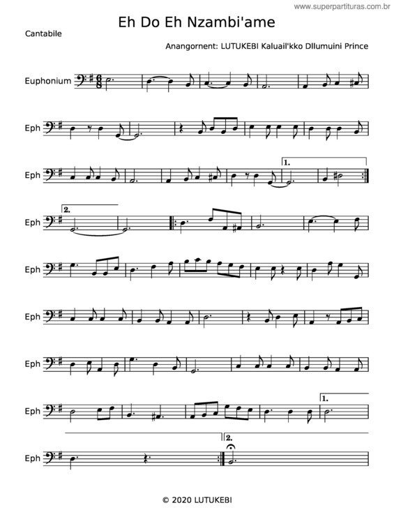 Partitura da música Eh Do Eh Nzambiame – Misc Unsigned Bands