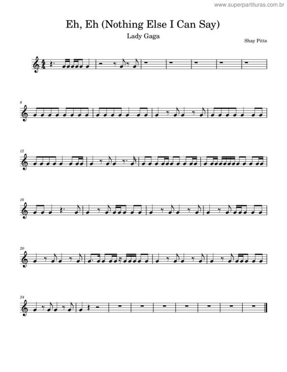 Partitura da música Eh Eh Nothing Else I Can Say – Lady Gaga Eh, Eh