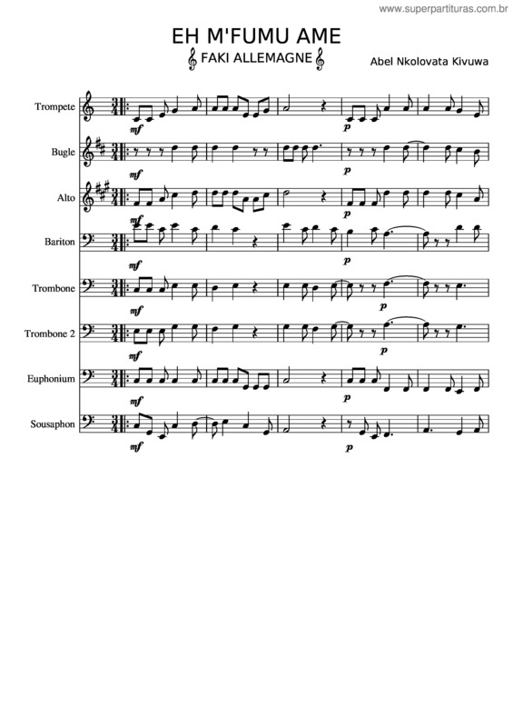 Partitura da música Eh Mfumu Ame