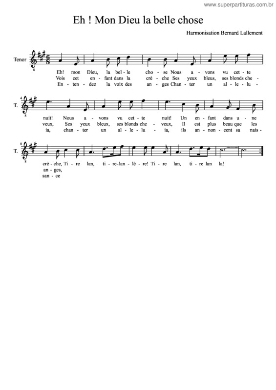 Partitura da música Eh Mon Dieu La Belle Chose