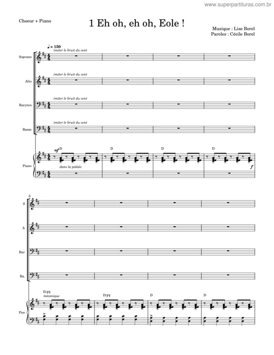 Partitura da música Eh Oh, Eh Oh, Eole !