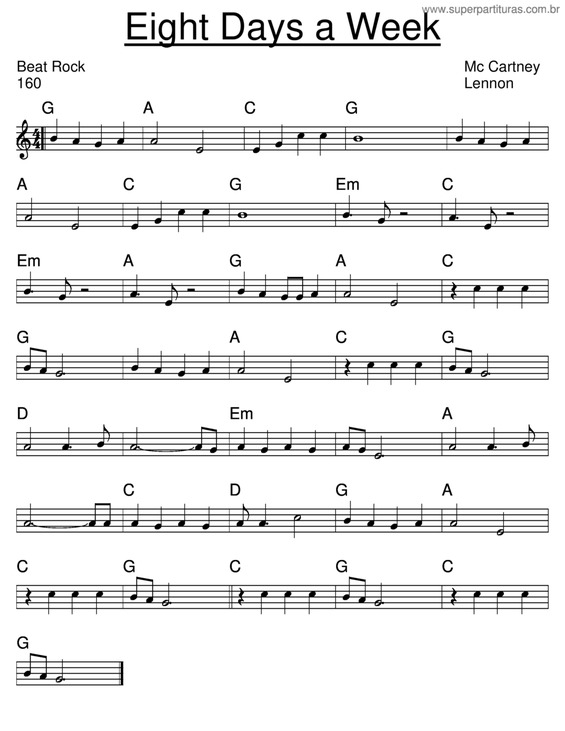 Partitura da música Eight Days A Week v.7