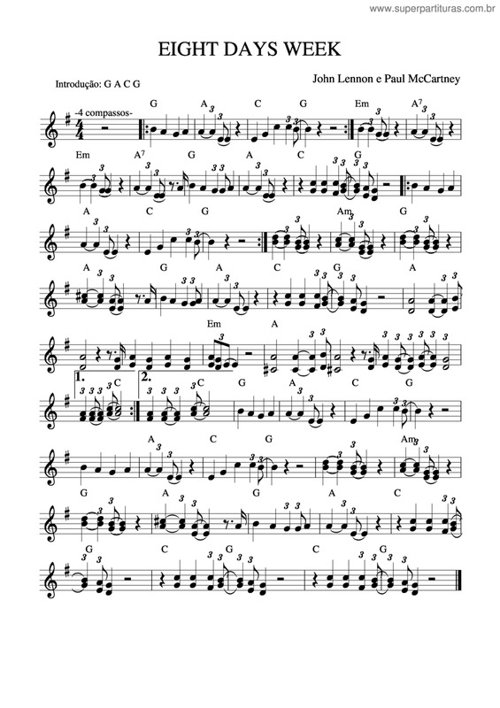 Partitura da música Eight Days Week v.4