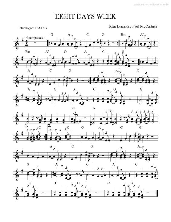 Partitura da música Eight days week