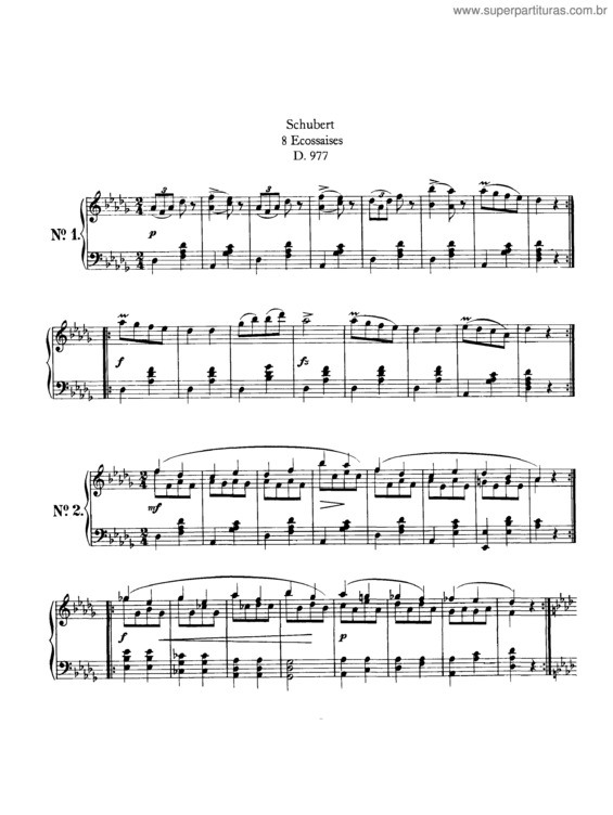 Partitura da música Eight Écossaises for piano