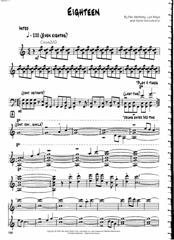 Partitura da música Eighteen