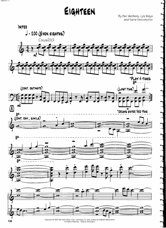 Partitura da música Eighteen