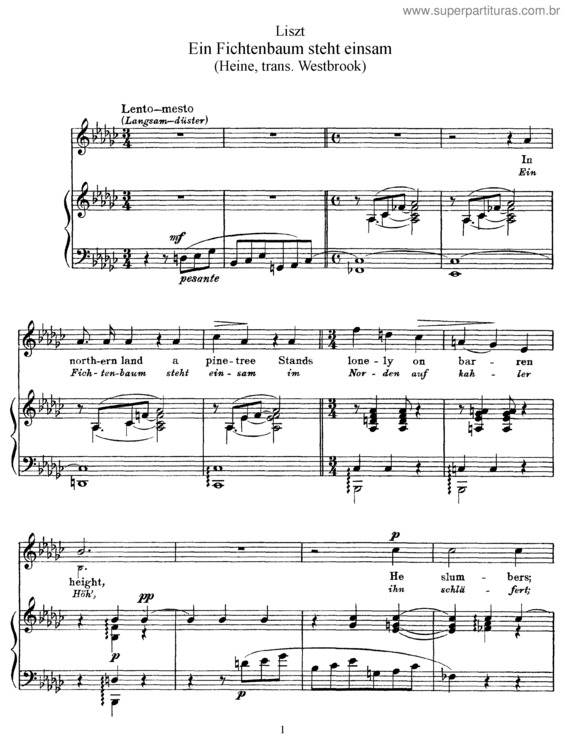 Partitura da música Ein Fichtenbaum steht einsam