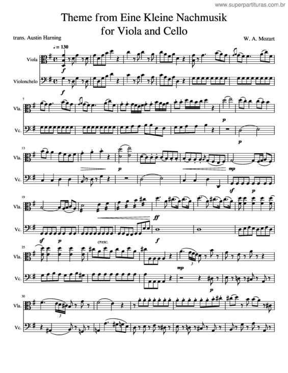 Partitura da música Eine Kleine Nachmusik For Viola And Cello