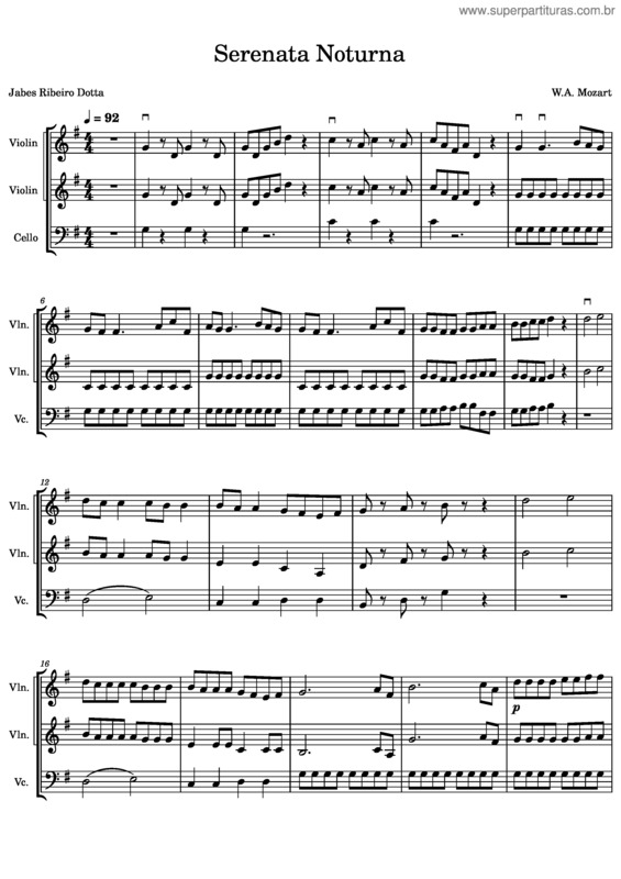 Partitura da música Eine Kleine Nachtmusik, K.525 – Wolfgang Amadeus Mozart Eine Kleine Nacht Musik – Wolfgang Amadeus Mozart Serenata Noturna Cello