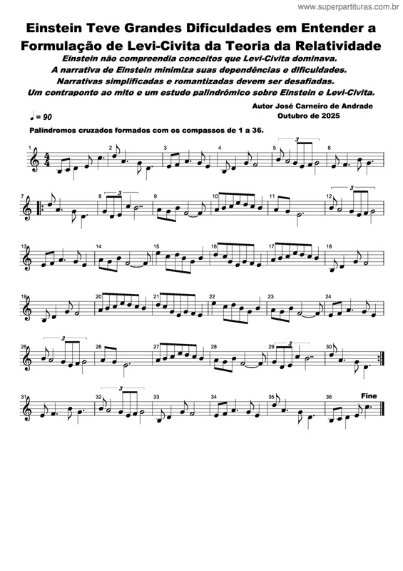 Partitura da música Einstein Teve Grandes Dificuldades Em Entender A Formulação De Levi-Civita Da Teoria Da Relatividade