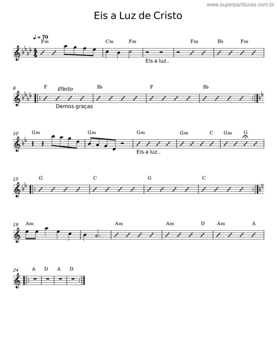 Partitura da música Eis A Luz De Cristo