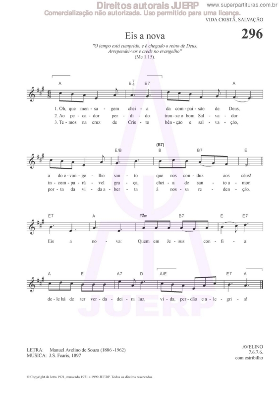 Partitura da música Eis A Nova - 296 HCC