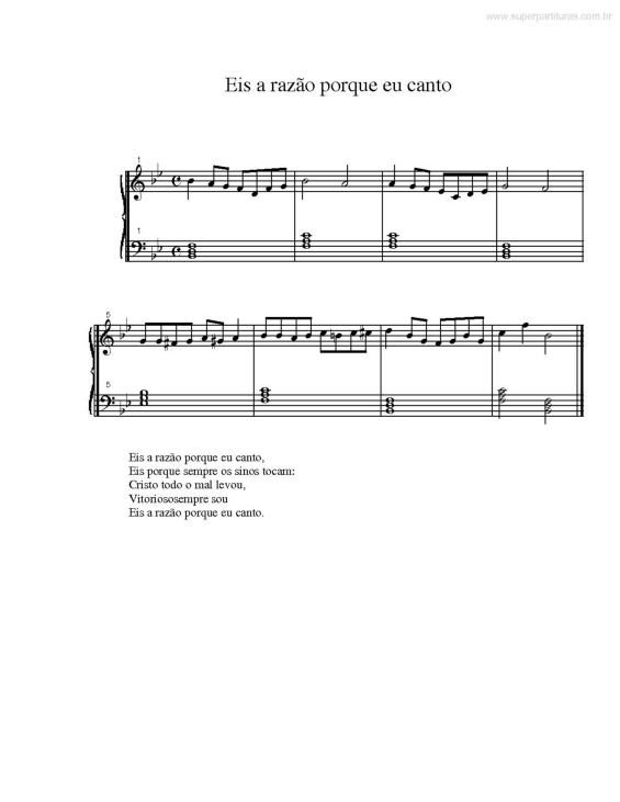 Partitura da música Eis a Razão Porque Eu Canto