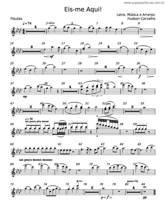Partitura da música Eis–Me Aqui! – Hudson Carvalho v.3
