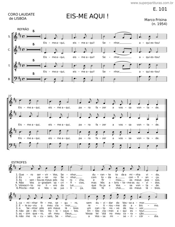 Partitura da música Eis–Me Aqui – Marco Frisina v.2