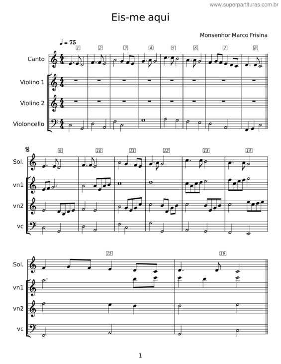 Partitura da música Eis–Me Aqui – Marco Frisina v.3