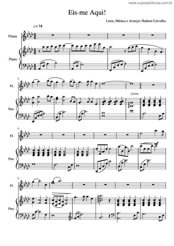 Partitura da música Eis–Me Aqui!