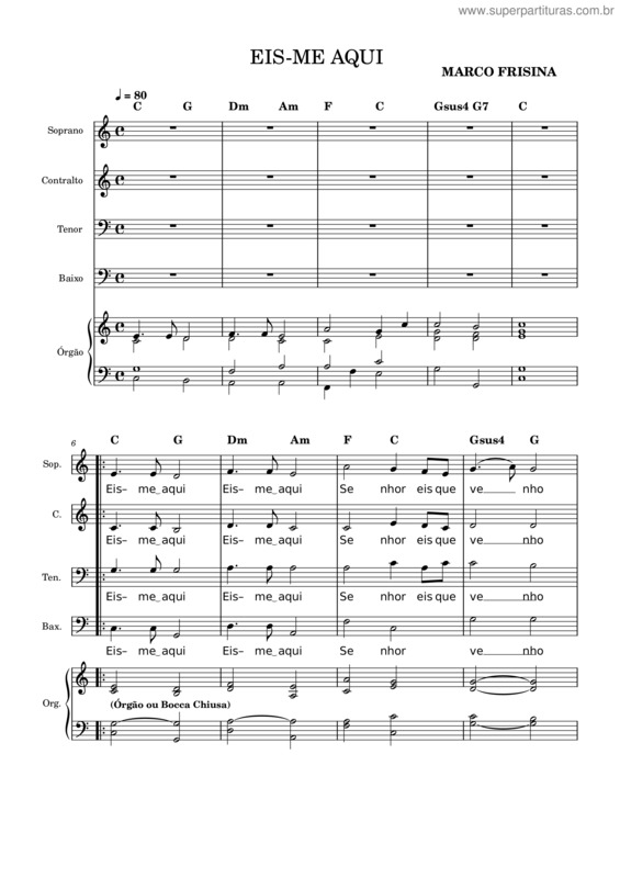 Partitura da música Eis–Me Aqui Eis–Me Aqui v.2