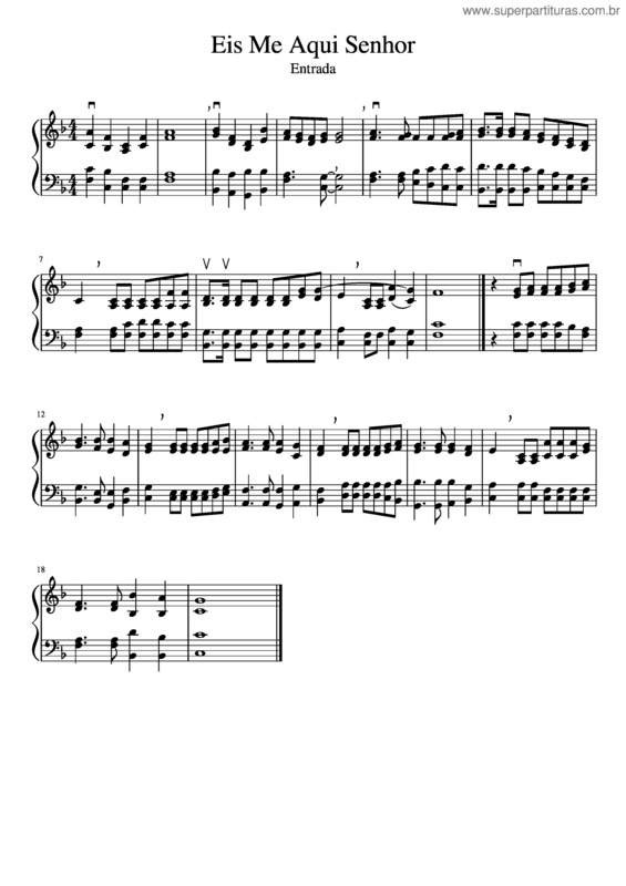 Partitura da música Eis Me Aqui Senhor v.2