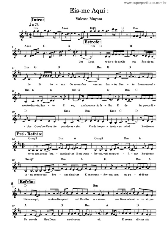 Partitura da música Eis-Me Aqui v.11