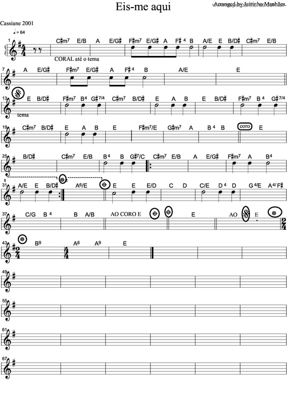 Partitura da música Eis-me aqui v.2