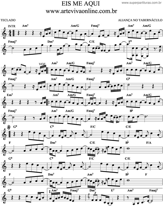 Partitura da música Eis-Me Aqui v.4