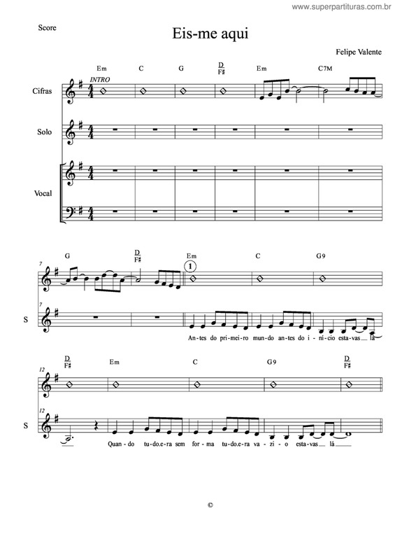 Partitura da música Eis-Me Aqui v.6