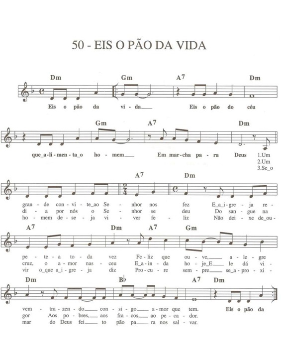 Partitura da música Eis o Pão da Vida