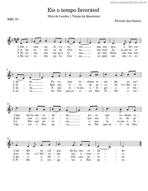 Partitura da música Eis O Tempo Favorável – Ferreira Dos Santos