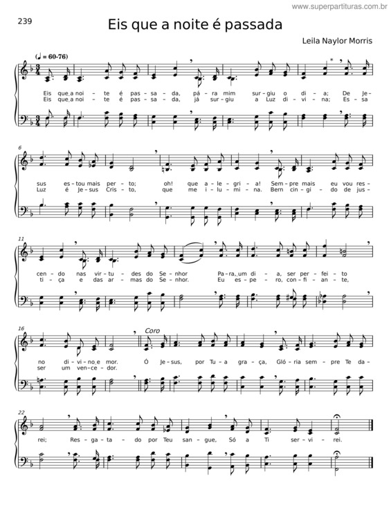 Partitura da música Eis Que A Noite É Passada – Leila Naylor Morris