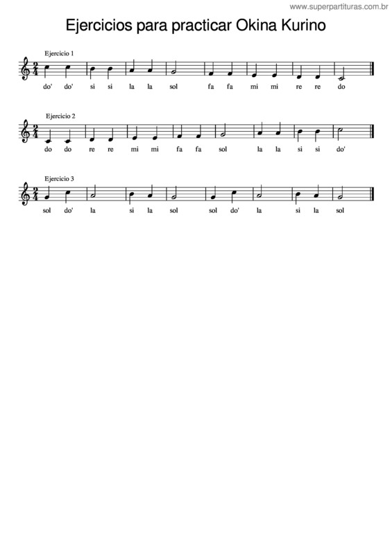Partitura da música Ejercicios Para Practicar Okina Kurino