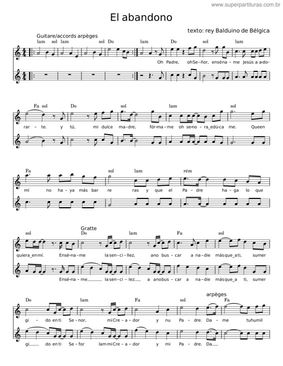 Partitura da música El Abandono