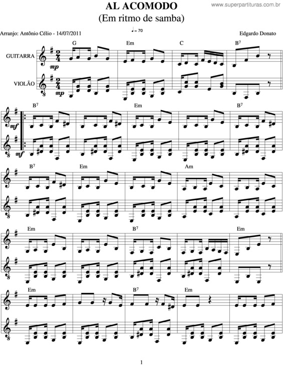 Partitura da música El Acomodo