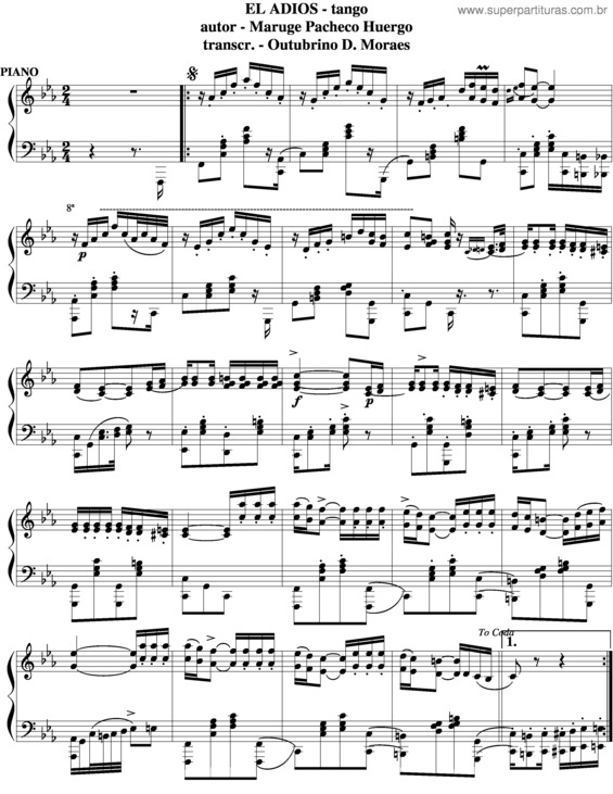 Partitura da música El Adios