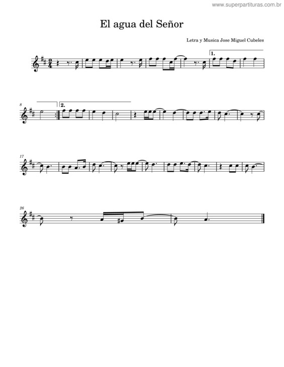 Partitura da música El Agua Del Señor –  El Agua Del Señor