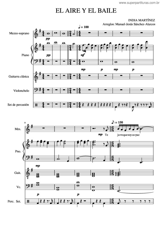 Partitura da música El Aire Y El Baile