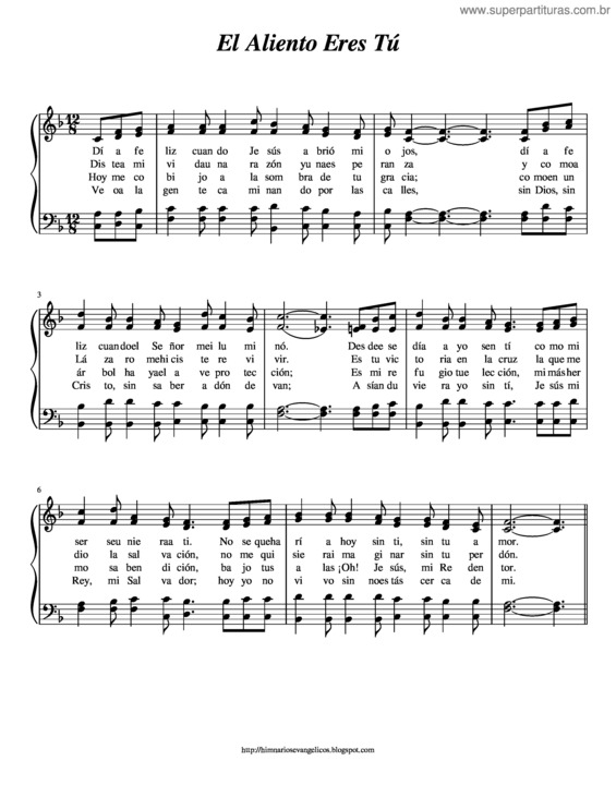 Partitura da música El Aliento Eres Tú