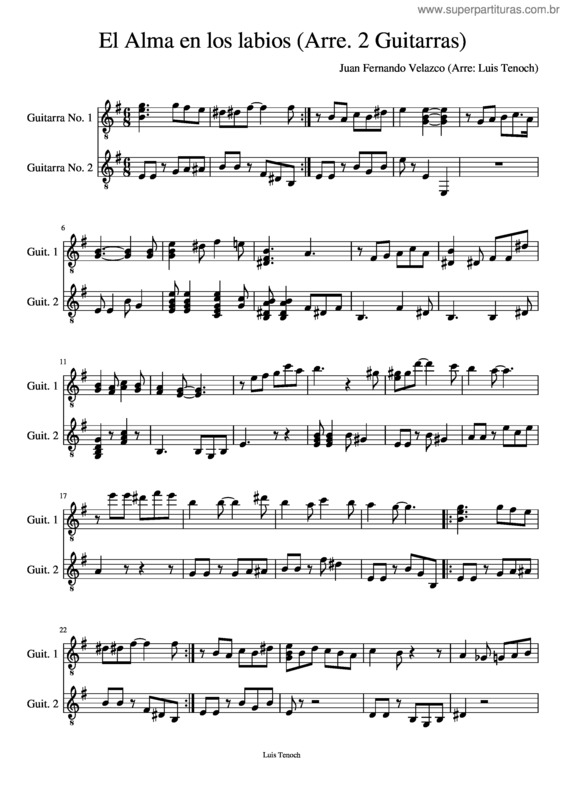 Partitura da música El Alma En Los Labios v.3
