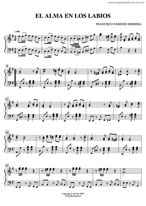 Partitura da música El Alma En Los Labios