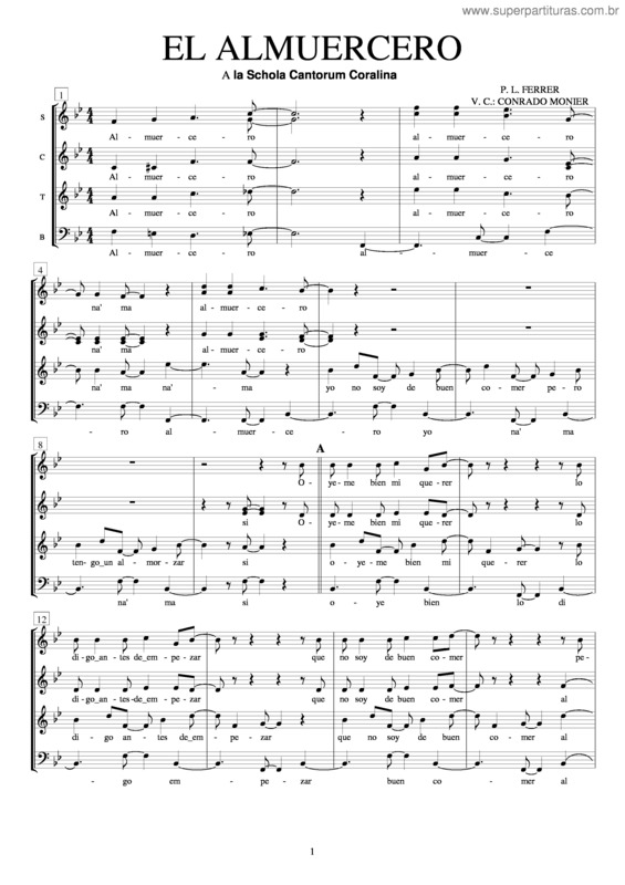 Partitura da música El Almuercero