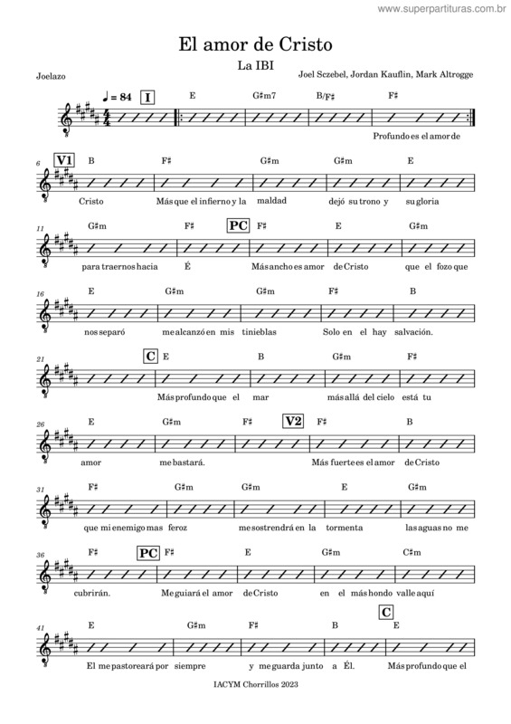 Partitura da música El Amor De Cristo – La Ibi